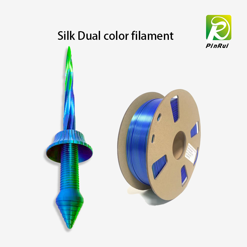 Kaksi väriä filamentti kaksoisvärinen silkkifilamentti 3D -tulostimen kuuma filamentti pinrui